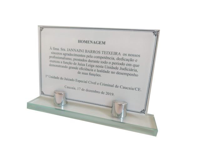 Troféu retangular, horizontal, vidro com base de vidro title=