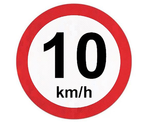 Placa velocidade máxima permitida 10km/h - R-19 title=