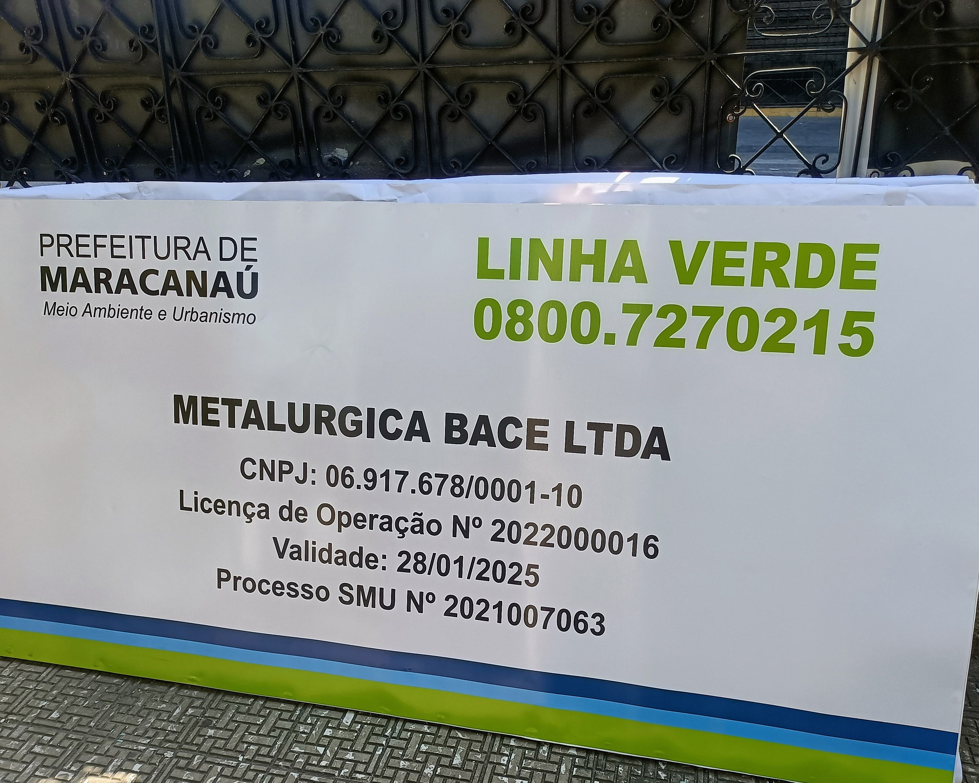 Placa de licença ambiental da Seuma, chapa de zinco, adesivado, quadro de madeira title=