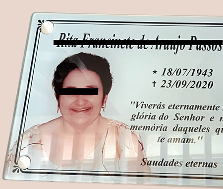 Placa de vidro para Jazigo
